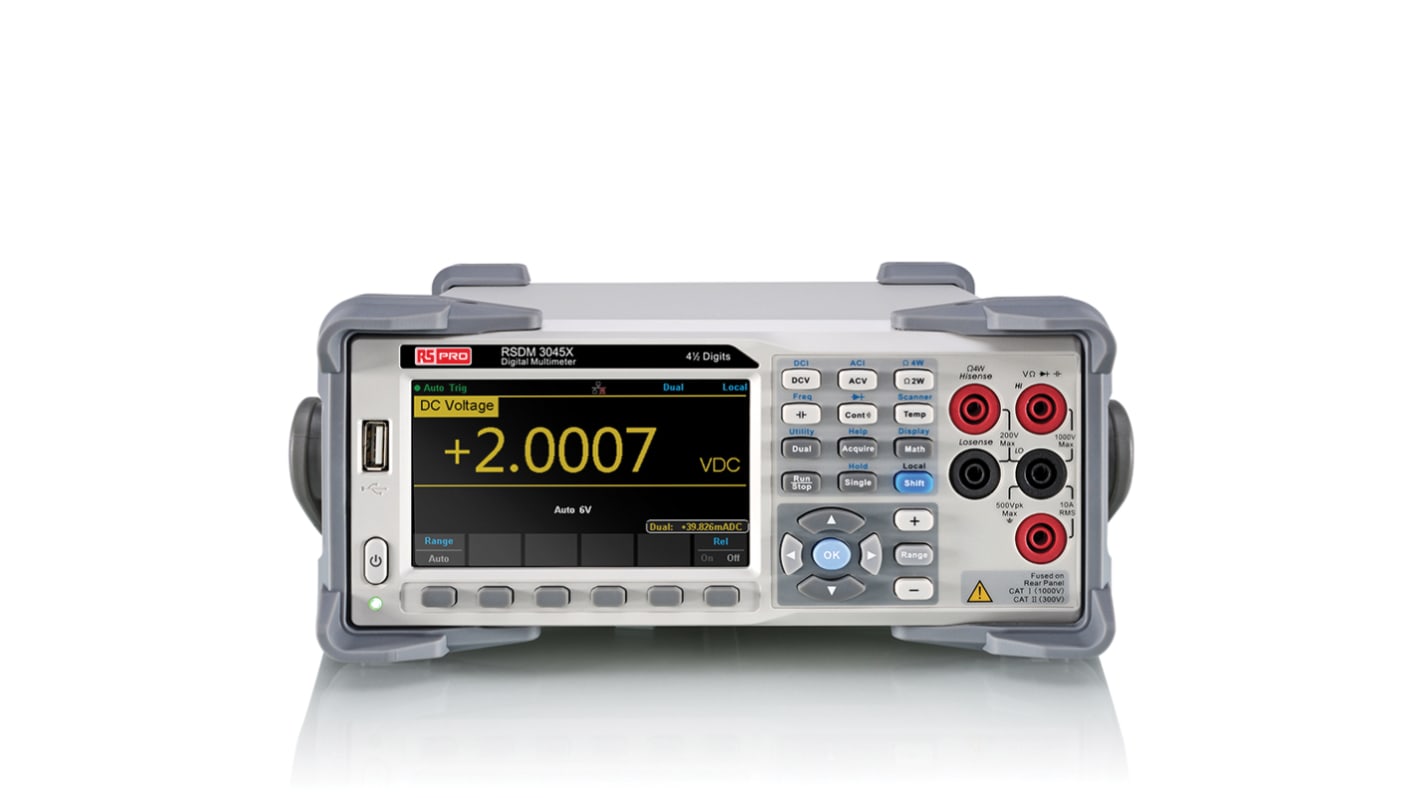 RS PRO RSDM3045X Bench Digital Multimeter, True RMS, 10A ac Max, 10A dc Max, 750V ac Max