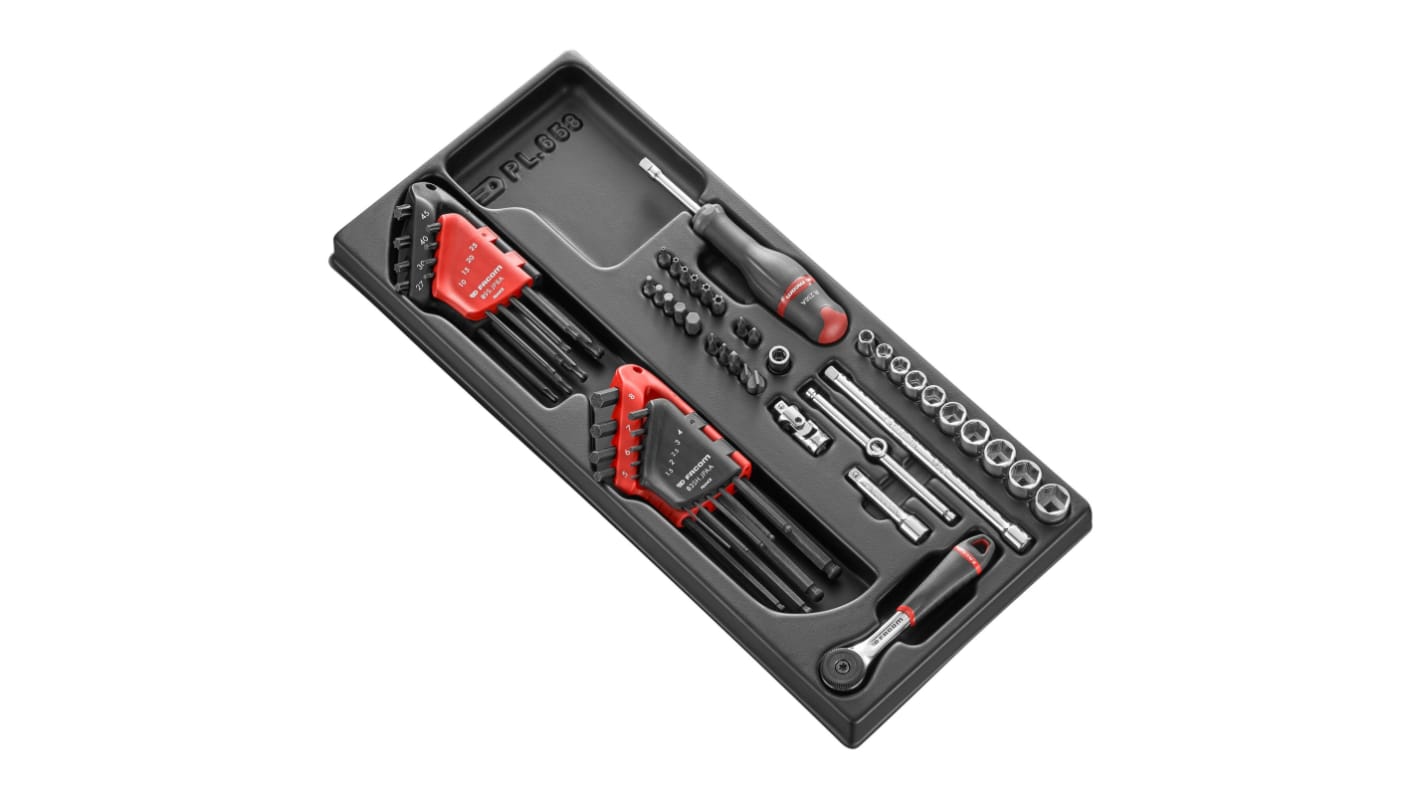 Facom 52-Piece Metric 1/4 in Standard Socket/Allen Key/Bit Set with Ratchet, 6 point