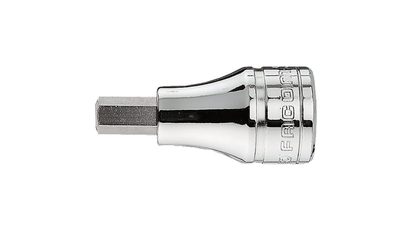 Facom 3/8 in Drive 8mm Bit Socket, Hex Bit, 8mm, 47.5 mm Overall Length