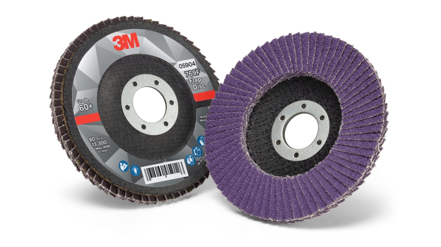 3M Zirconia Aluminium Flap Disc, 125mm, Fine Grade, P40 Grit, 769F