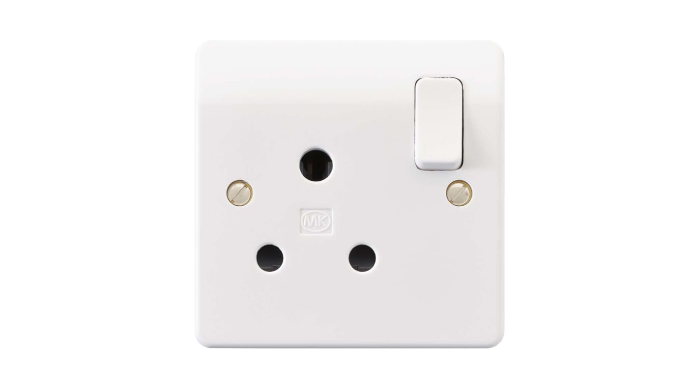 MK Electric Logic Plus White 1 Gang Electrical Socket, 1 Pole Poles, 15A