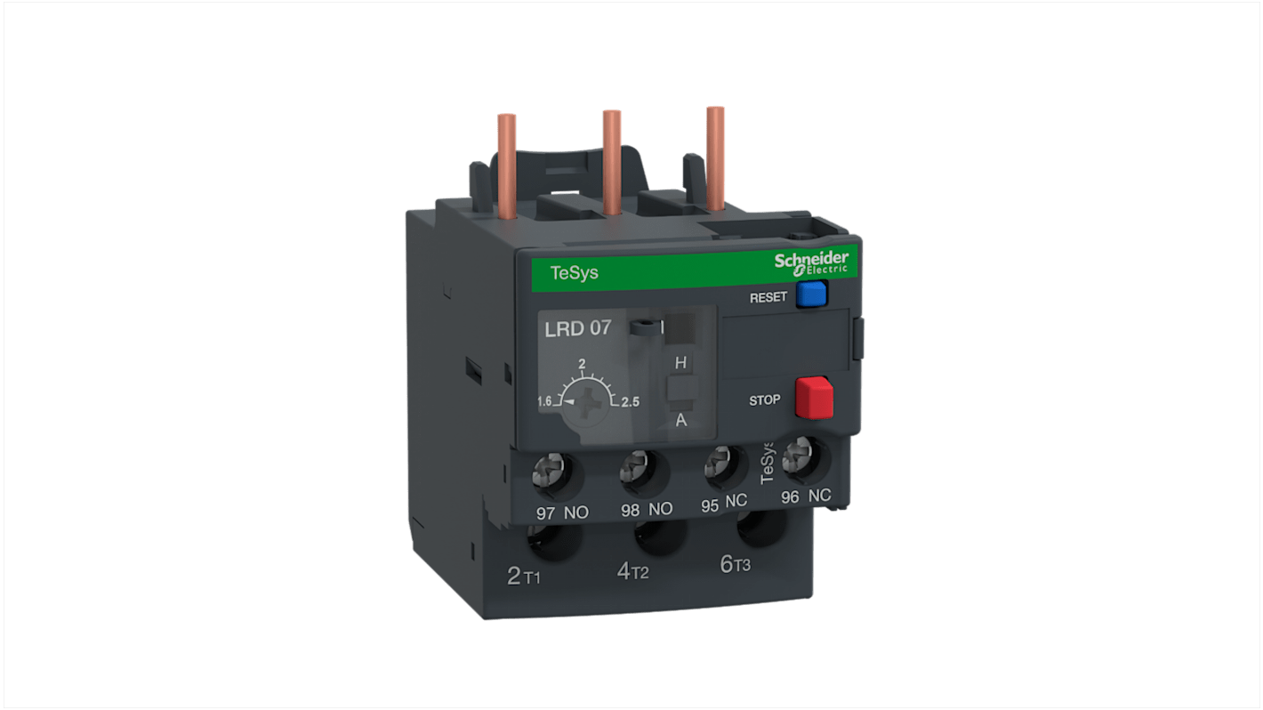 Schneider Electric LR3D Thermal Overload Relay, 1.6 → 2.5 A F.L.C, 2.5 A Contact Rating, TeSys