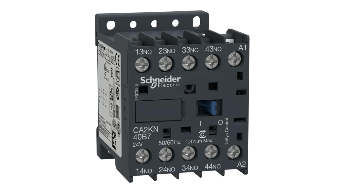 Schneider Electric CA2KN Control Relay 4NO, 10 A F.L.C, 10 A Contact Rating, 4.5 VA, 220 → 230 Vac, TeSys