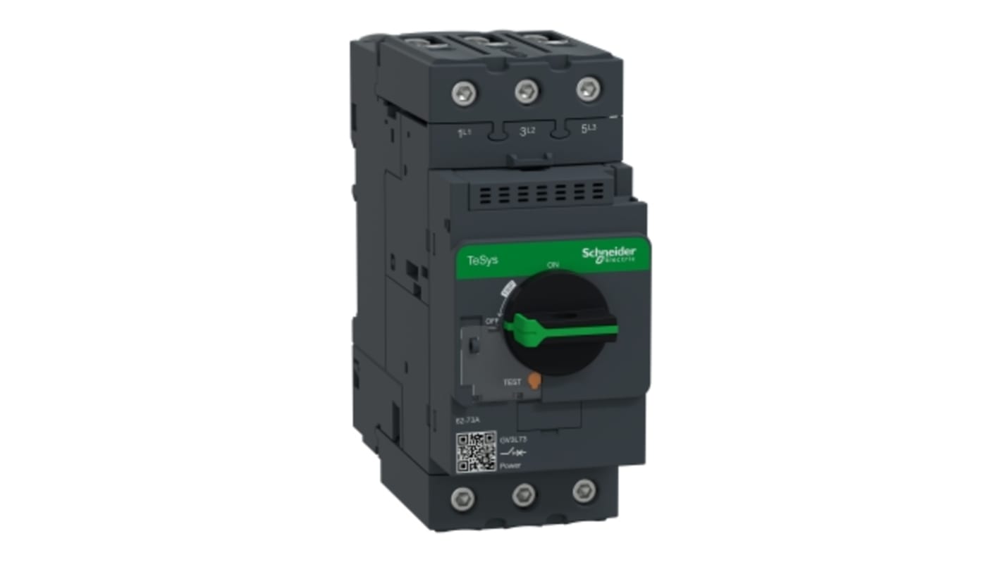 Schneider Electric TeSys Thermal Circuit Breaker - GV3L 3 Pole 690V ac Voltage Rating DIN Rail Mount, 73A Current Rating