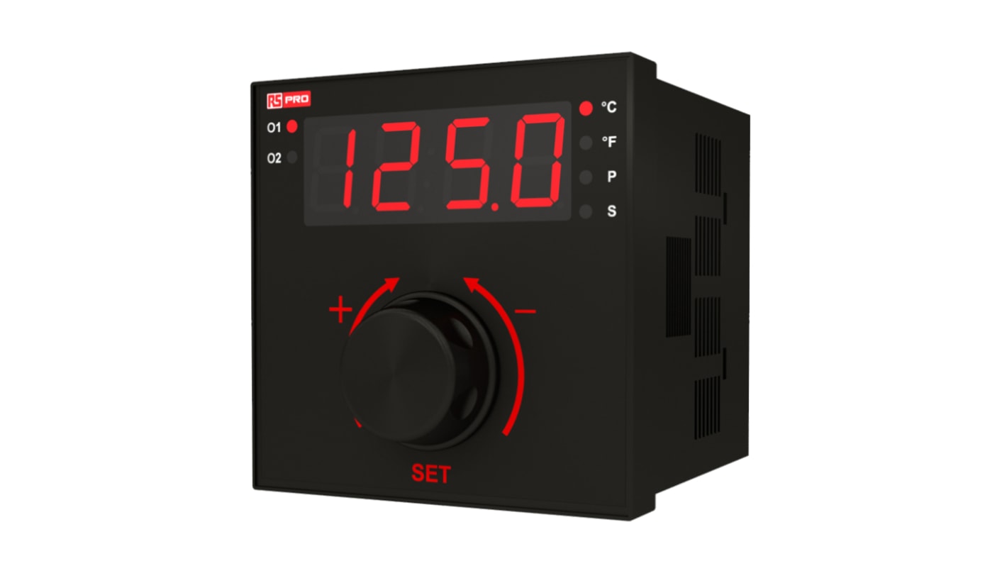 Controlador de temperatura PID RS PRO, 96 x 96mm, 24 V ac, 1 entrada Cu-50, termopar tipo J, termopar tipo K, termopar