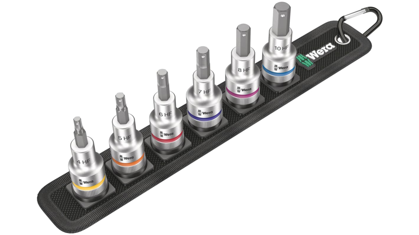 Wera 6-Piece Metric 1/2 in Bit Socket Set, Hex Bit