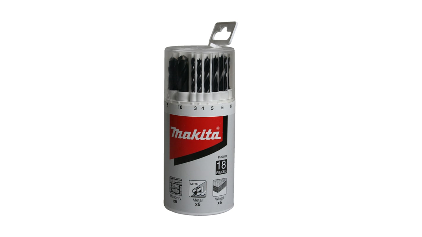 Makita Twist Drill Bit Set for Multi-Material, 10mm Max, 3mm Min, HSS Bits