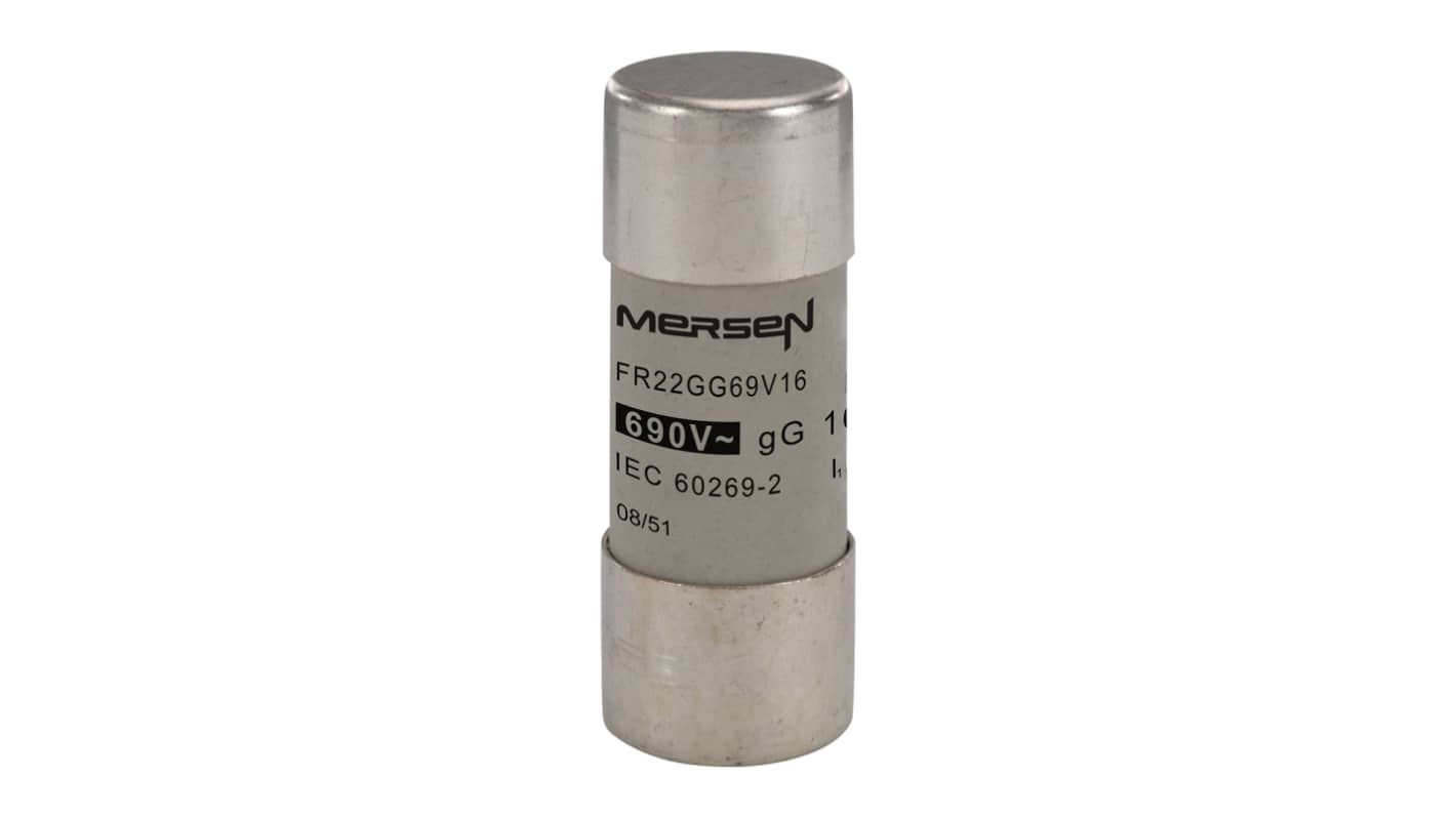 Mersen 16A Ceramic Cartridge Fuse, 22 x 58mm