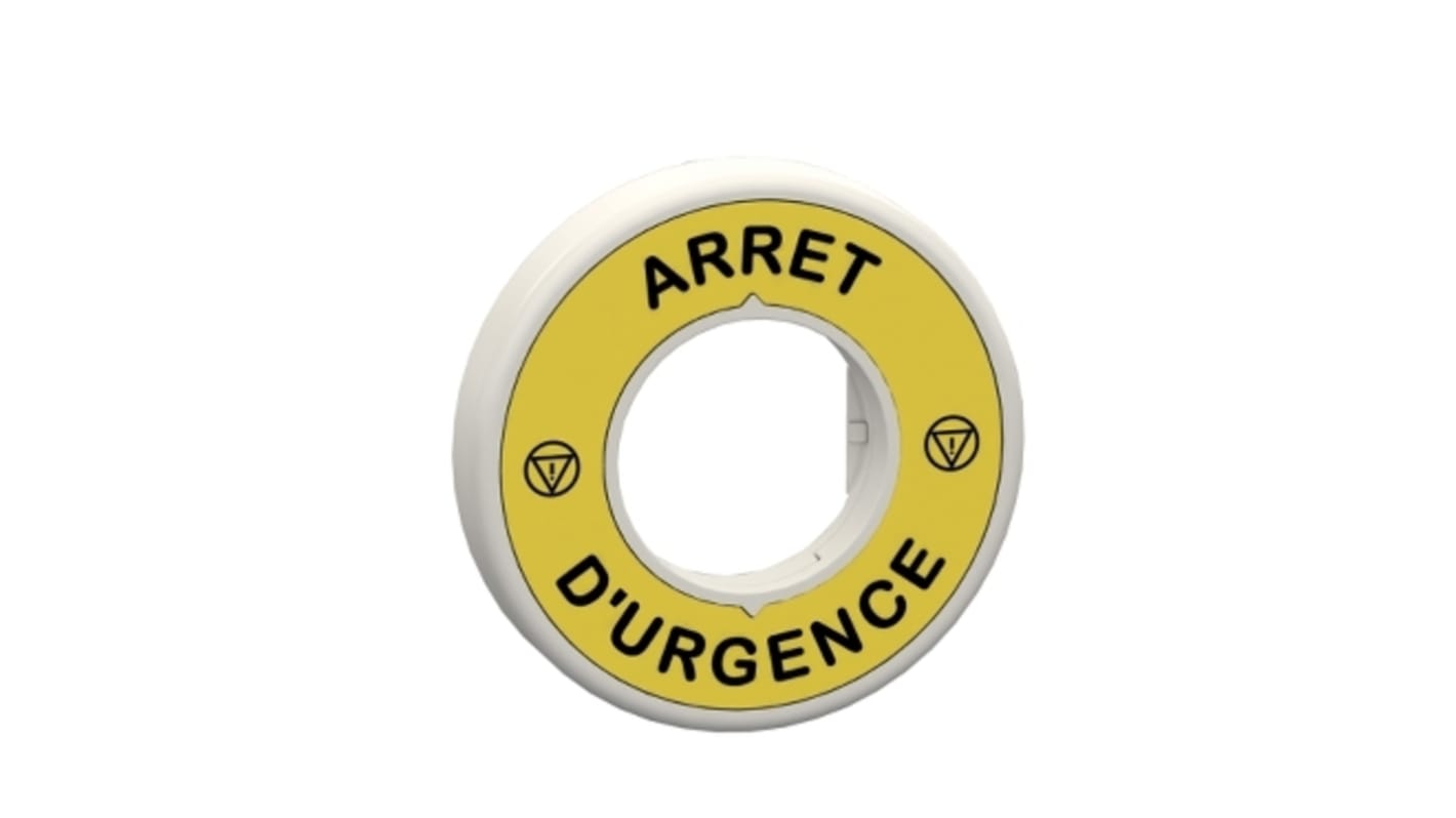 Schneider Electric 透镜圈 发光标记图例戒指, "Arrêt d'urgence"文字, 用于紧急停止蘑菇头按钮, Harmony系列