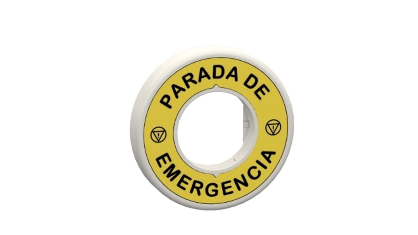 Schneider Electric Illuminated Marked Legend Ring for Use with Emergency Stop Mushroom Head Push-Button, Parada De