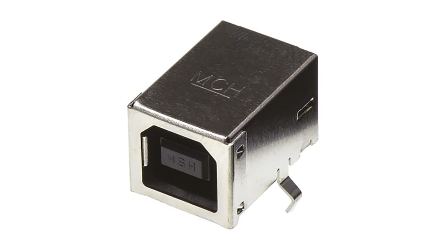 Molex Right Angle, Through Hole, Socket- Single Port Type B 2.0 USB Connector