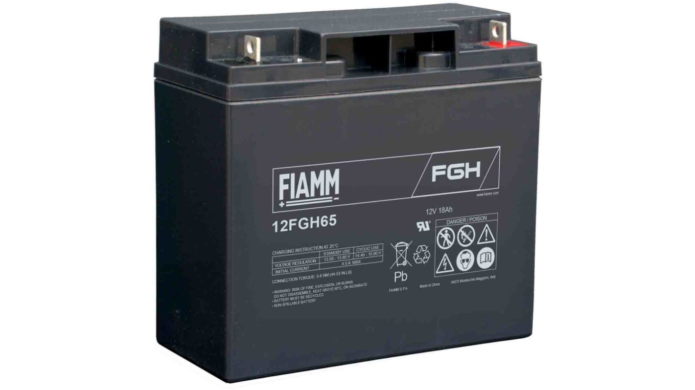 Fiamm 12V Sealed Lead Acid Battery, 18Ah