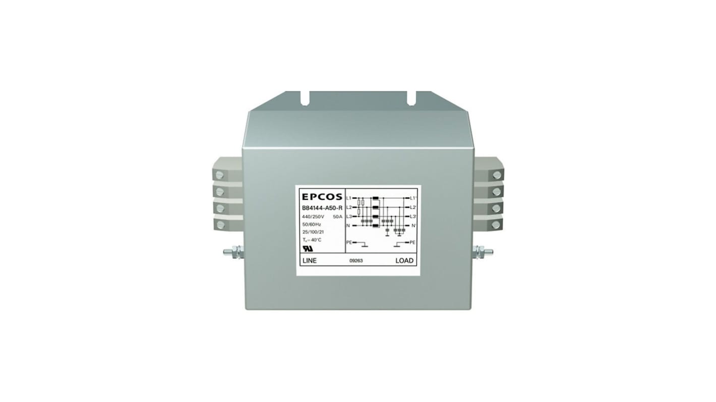 EPCOS, B84144A*R000 120A 250/440 V ac 50/60Hz EMC Filter, Terminal Block 3 Phase