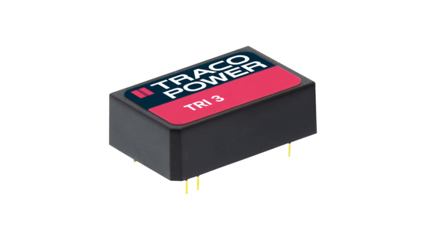 TRACOPOWER TRI 3 DC-DC Converter, 12V dc/ 290mA Output, 36 → 75 V dc Input, 3.5W, Through Hole, +96°C Max Temp