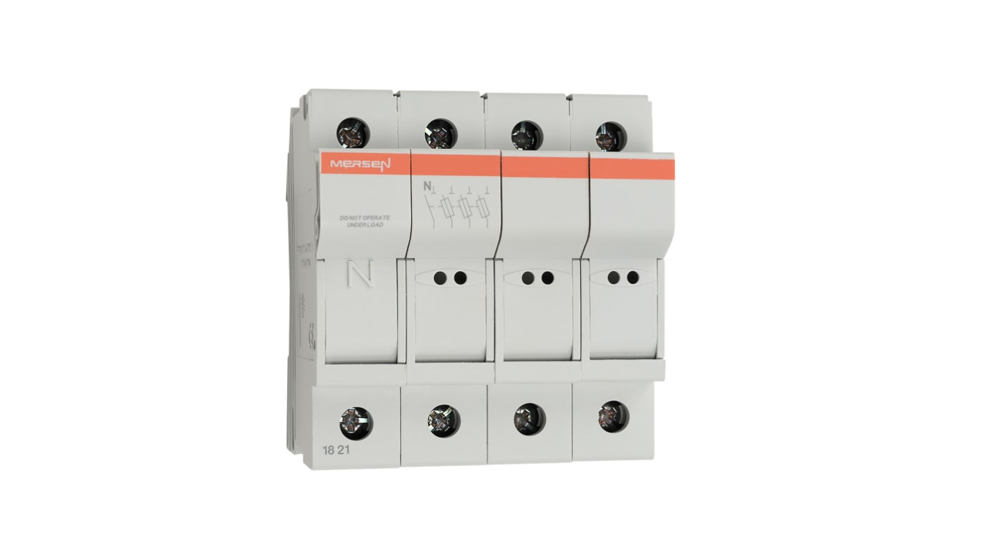 Mersen 25A Rail Mount Fuse Holder for 8 x 31mm Fuse, 3P+N, 400V ac