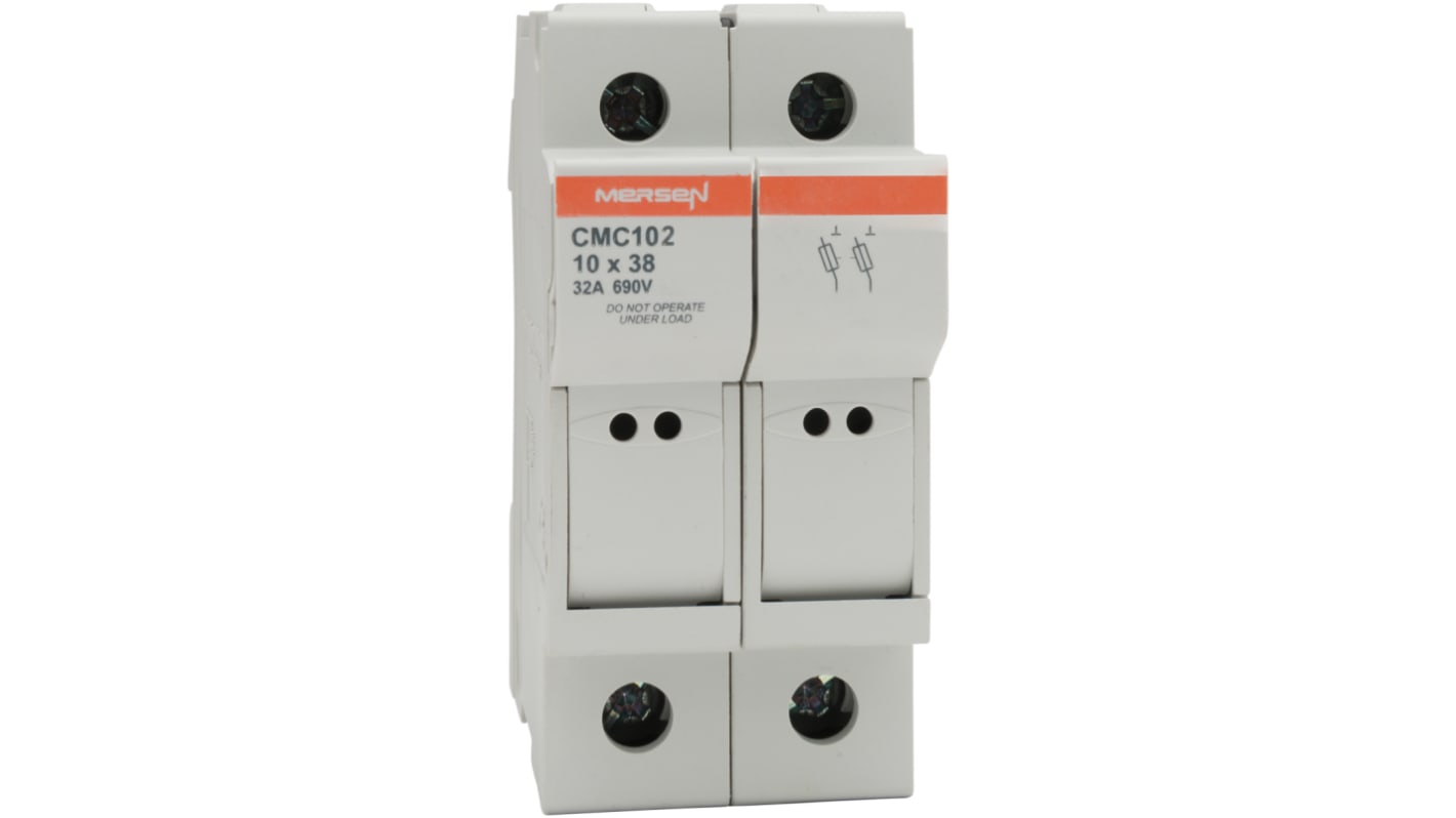 Mersen Sicherungshalter für Hutschienenmontage Modulostar für 10 x 38mm Sicherungen 32A 690V ac, Serie CMC10 2P-polig