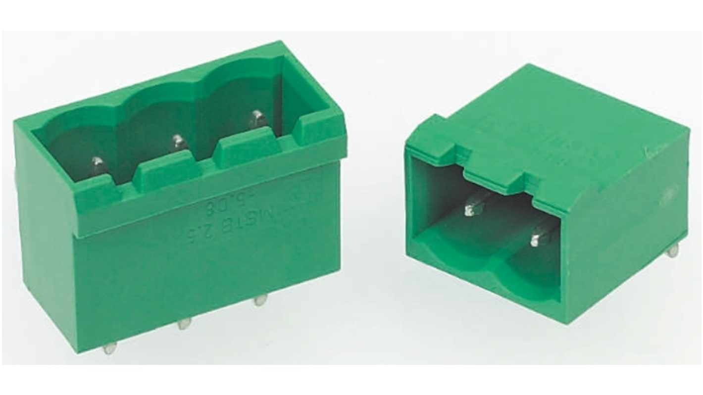 Phoenix Contact, 5.08mm Pitch, MSTBA 2.5/16-G-5.08, 16 Way, Right Angle, Pluggable Terminal Block, Header, Through
