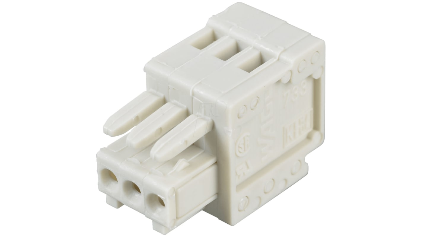 WAGO, 2.5mm Pitch, 733, 3 Way, , Pluggable Terminal Block, Plug, Cable Mount, 733-103
