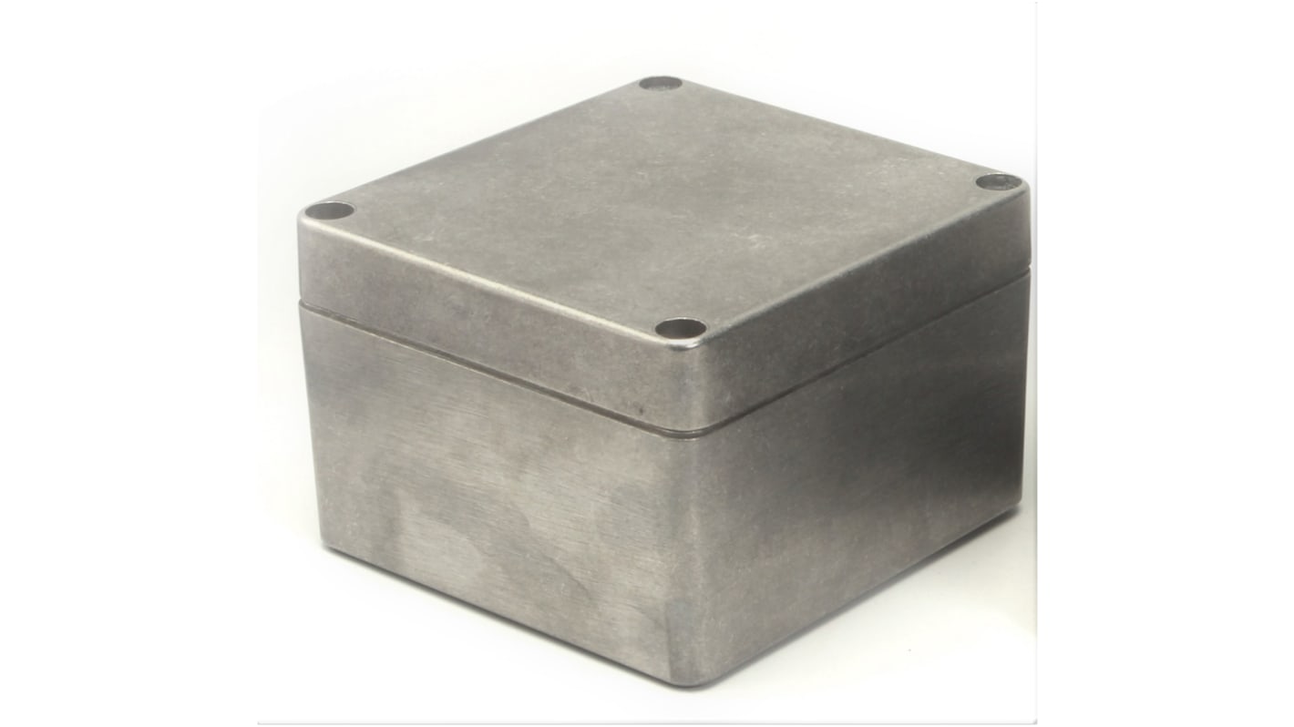RS PRO Silver Aluminium Enclosure, IP66, IK09, Silver Lid, 140 x 140 x 90mm