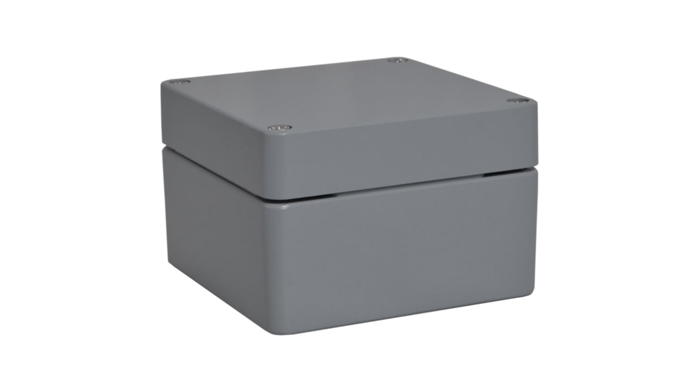 RS PRO Grey Aluminium Enclosure, IP66, IK09, Grey Lid, 140 x 140 x 90mm