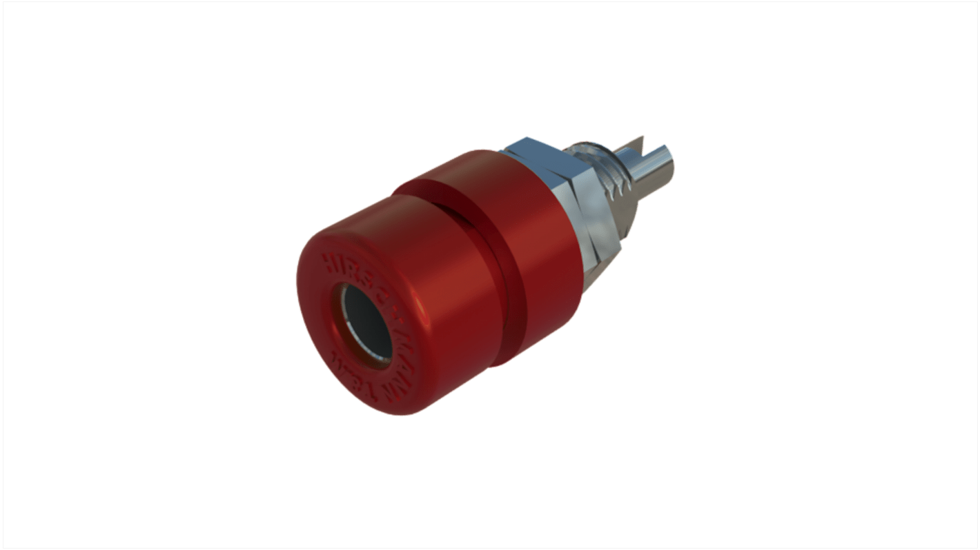 Hirschmann Test & Measurement Red Female Banana Socket, 4 mm Connector, Solder Termination, 32A, 30 V ac, 60V dc, Tin