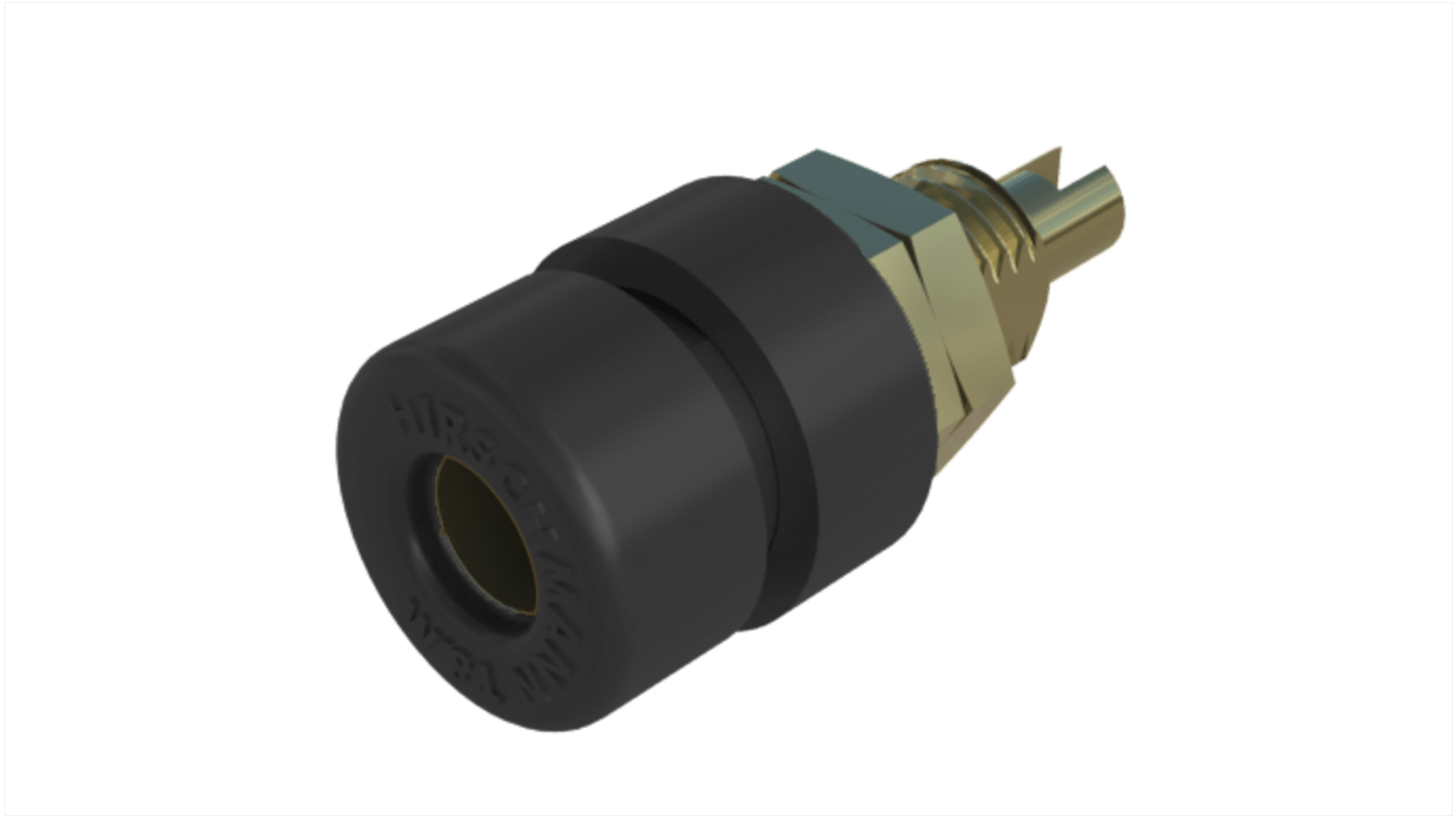 Hirschmann Test & Measurement Black Female Banana Socket, 4 mm Connector, Solder Termination, 32A, 30 V ac, 60V dc,