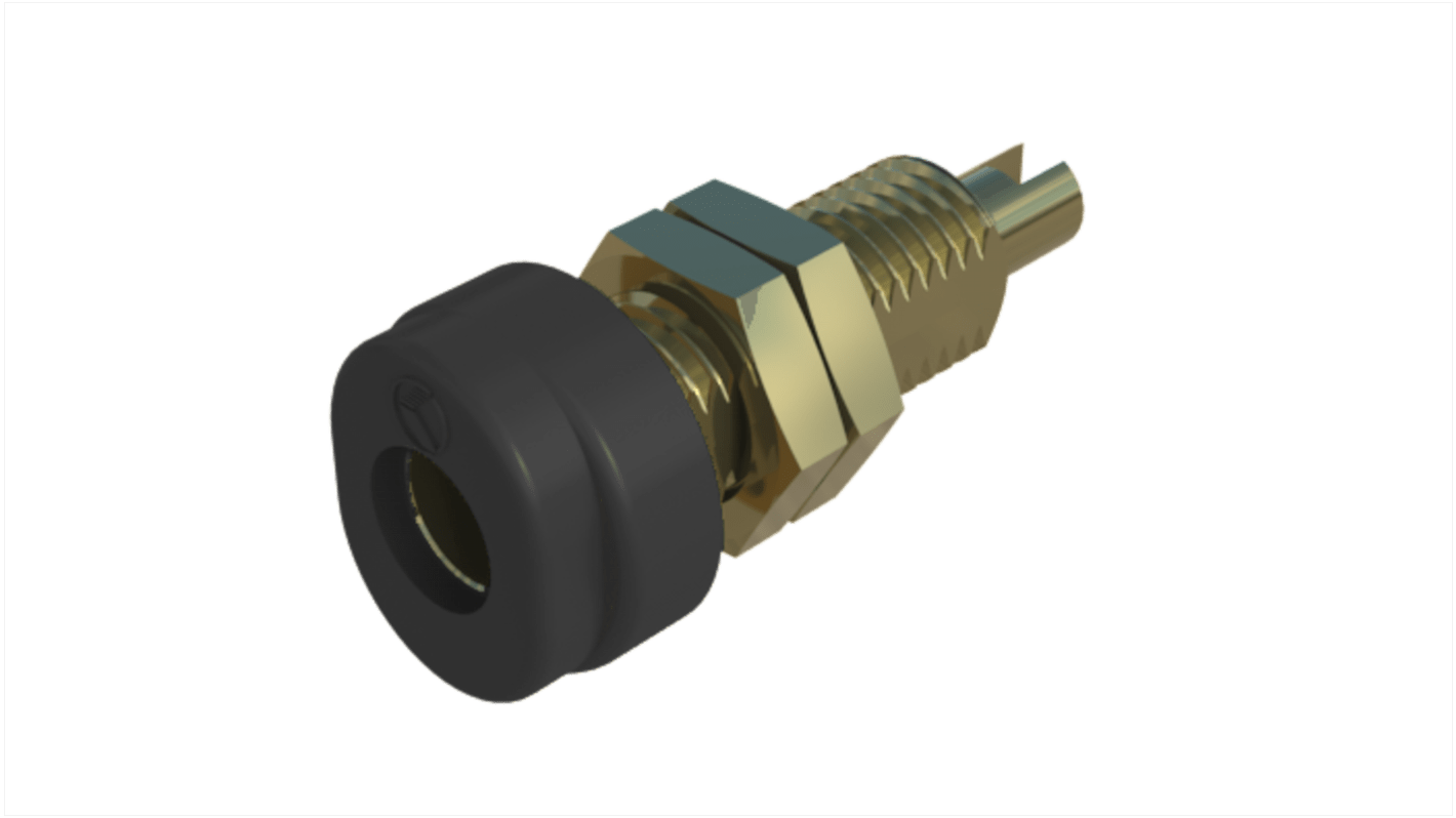 Hirschmann Test & Measurement Black Female Banana Socket, 4 mm Connector, M6 Thread, Solder Termination, 16A, 30 V ac,