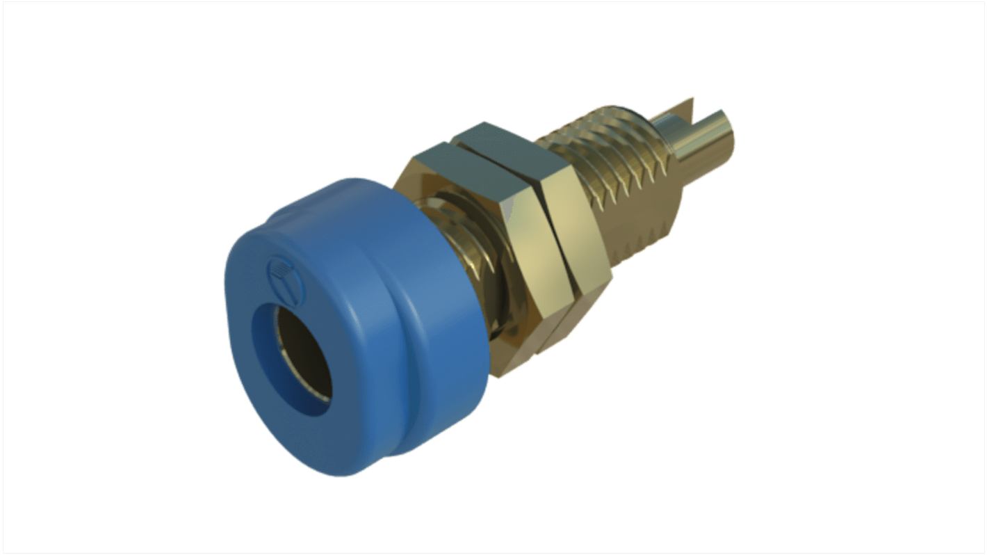 Hirschmann Test & Measurement Blue Female Banana Socket, 4 mm Connector, M6 Thread, Solder Termination, 16A, 30 V ac,