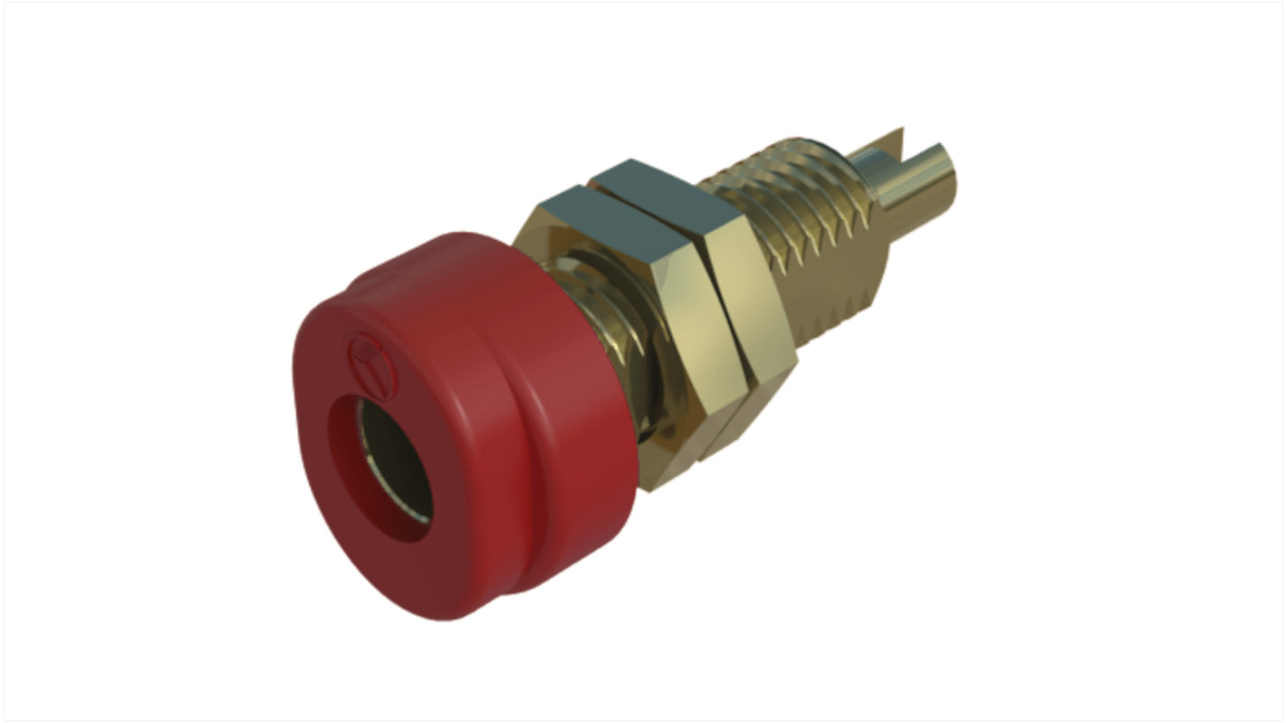 Hirschmann Test & Measurement Red Female Banana Socket, 4 mm Connector, M6 Thread, Solder Termination, 16A, 30 V ac,