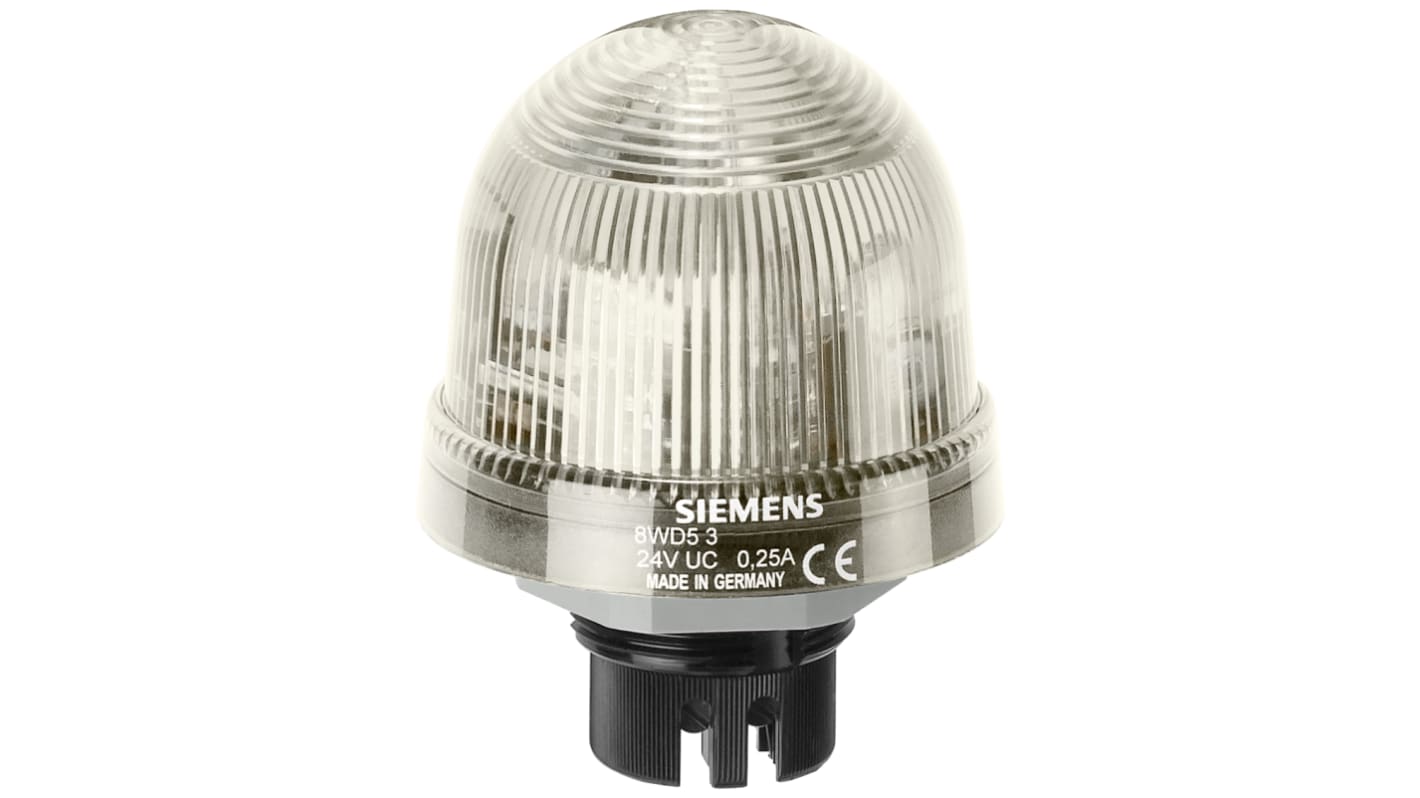 Siemens 透明常亮LED警示灯, 12 → 230 v 交流 / 直流, Φ75mm底座, 卡口安装, IP65