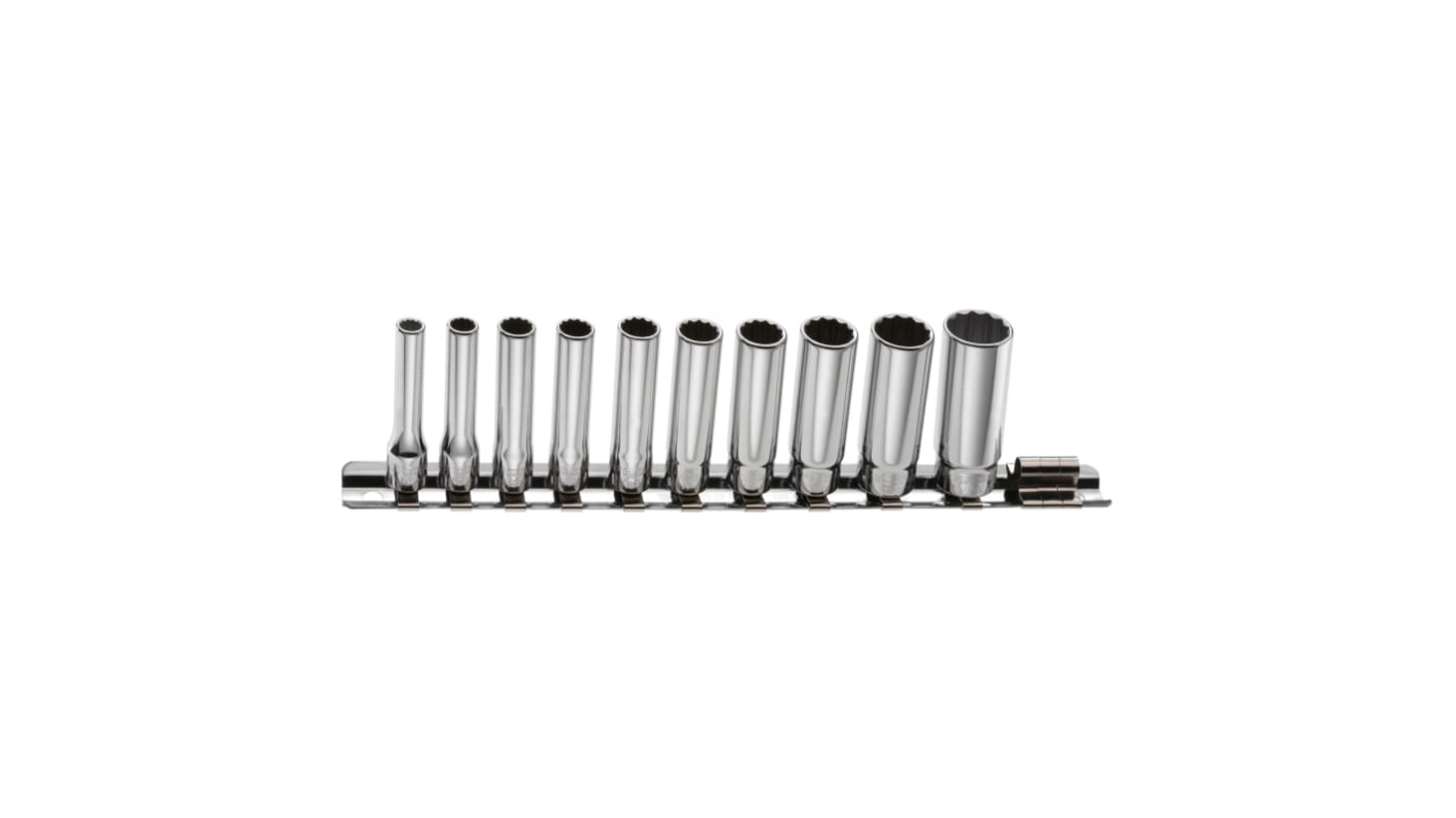 Facom 11-Piece Imperial 1/4 in Deep Socket Set , 12 point
