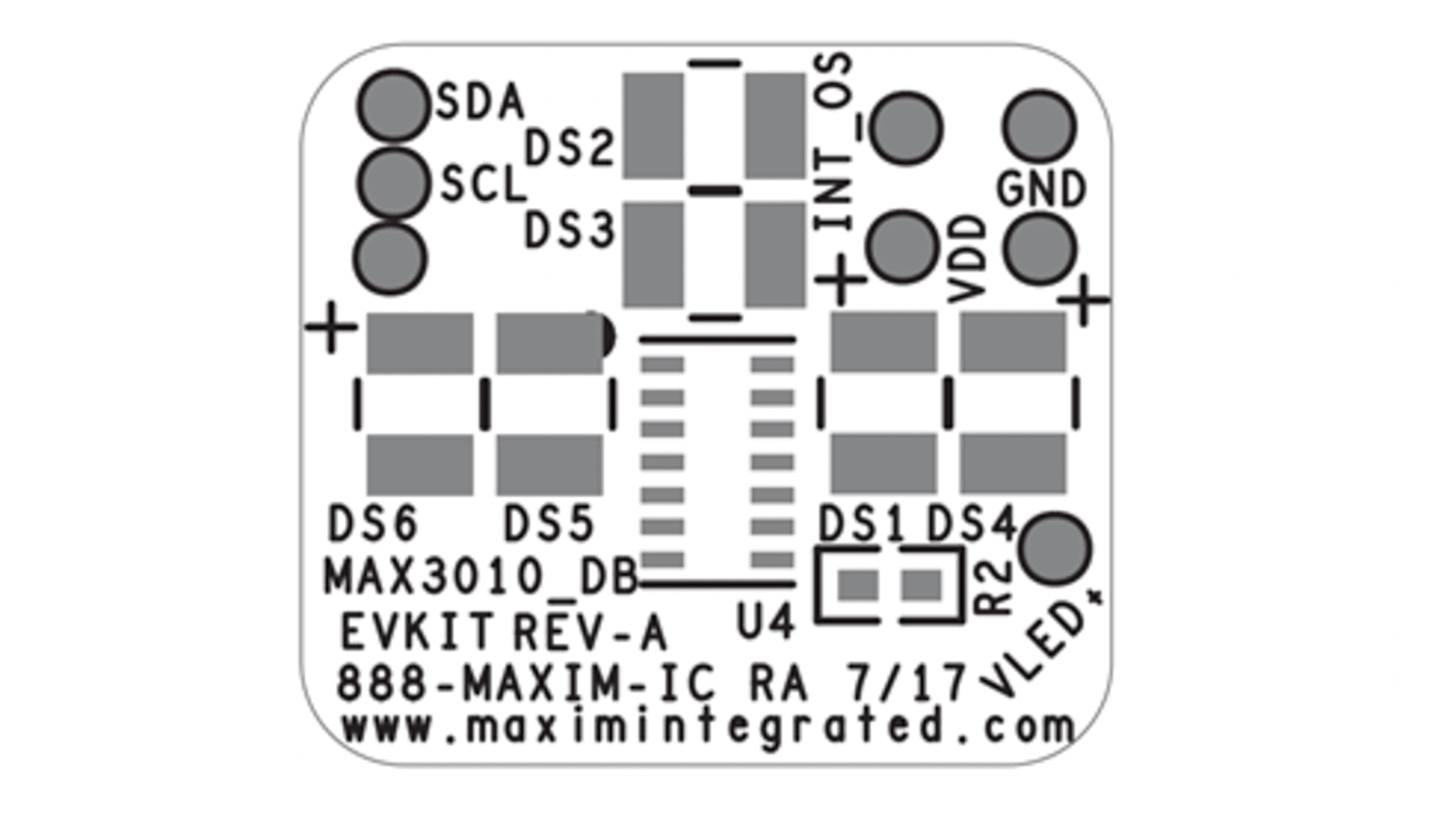 Maxim Integrated MAX30102 accelerometer EV kit Accelerometer Evaluation Kit for USBOSMB and MAX30102DBEVKIT Maxim