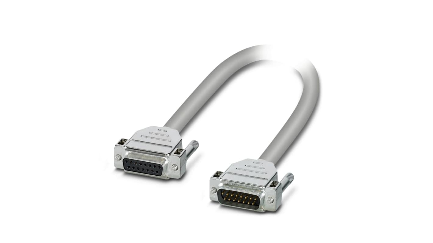Phoenix Contact Female 15 Pin D-sub to Male 15 Pin D-sub Serial Cable, 3m