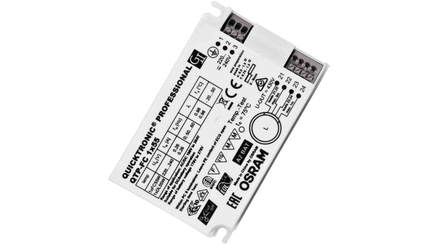 Statecznik do lamp 55 W Świetlówki długość 103 mm Osram 1 Elektroniczny