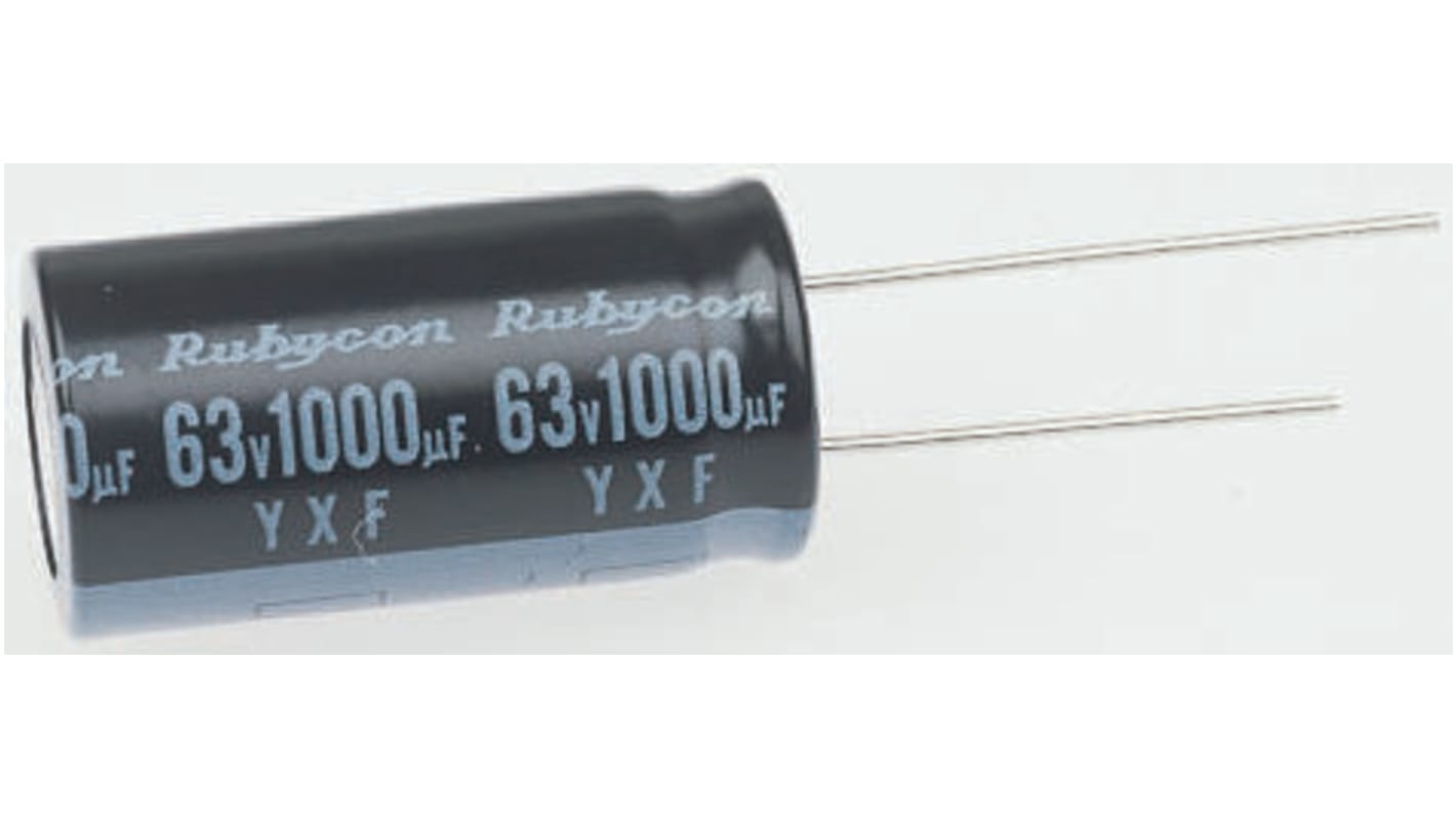 Rubycon 1000μF Aluminium Electrolytic Capacitor 16V dc, Radial, Through Hole - 16YXF1000MEFCT810X20