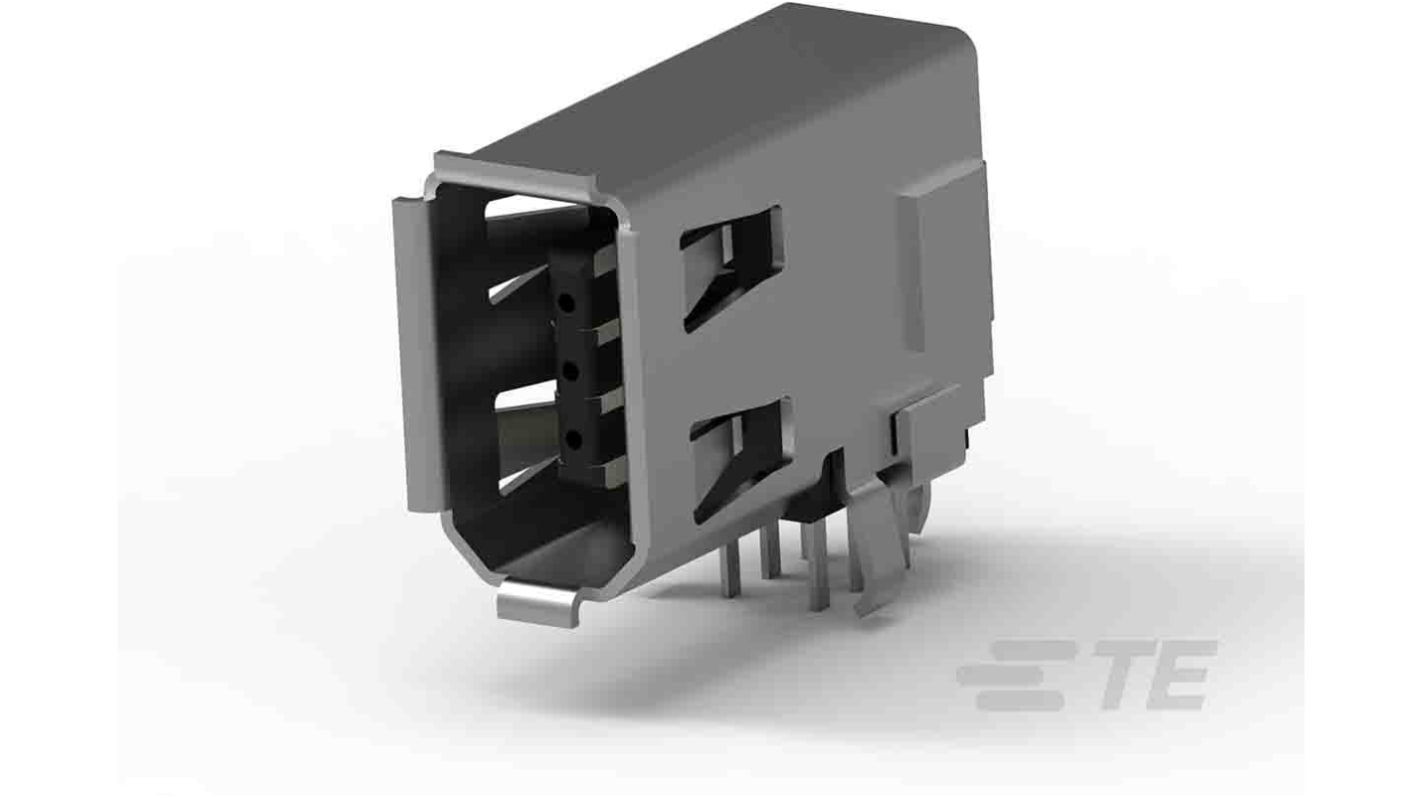 TE Connectivity, IEEE 1394 6 Way Right Angle Through Hole Firewire Connector, Socket