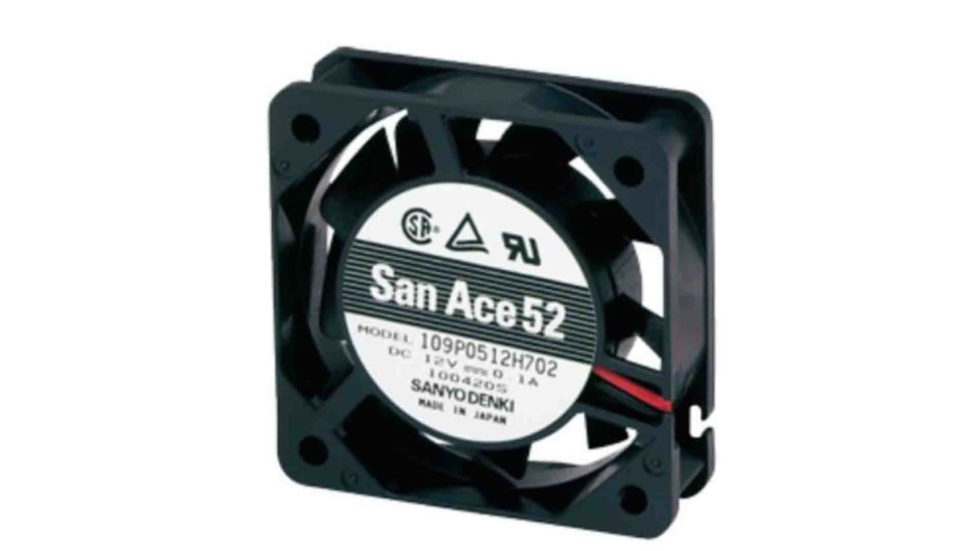 Sanyo Denki 109P Series Axial Fan, 24 V dc, DC Operation, 13.24cfm, 2.64W, 110mA Max, 52 x 52 x 15mm