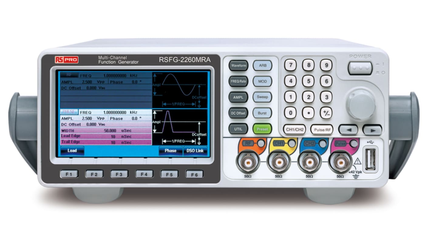 RS PRO 信号发生器, 最大频率范围25MHz, TTL 输出电平=4V 峰峰值, RSFG-2260MRA, LAN，USB接口