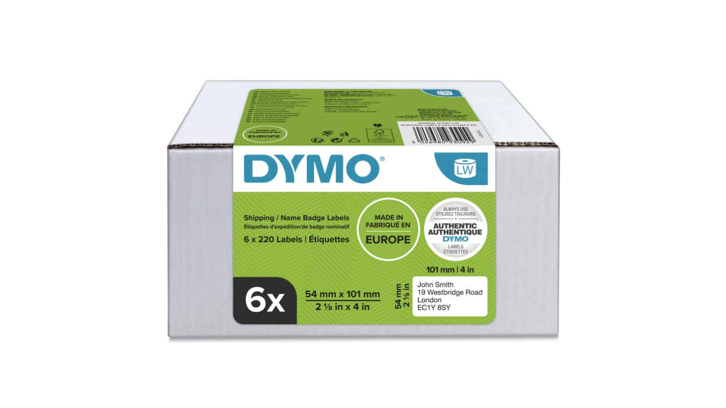 Etiqueta Dymo de 54 x 101mm, para usar con Dymo 450, Dymo 450 Duo, Dymo 450 Turbo, Dymo 450 Twin Turbo, Dymo 4XL, Dymo