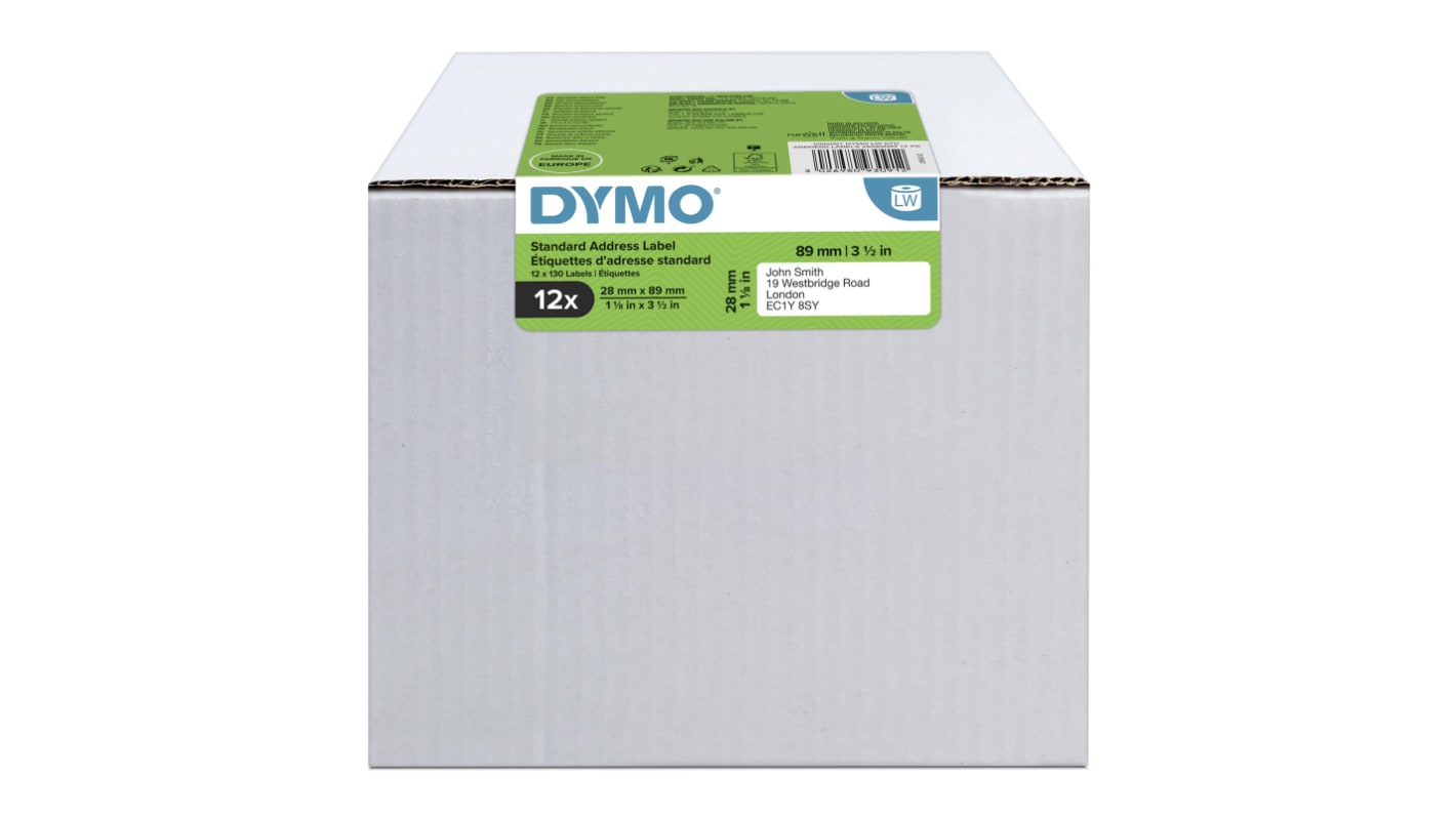 Dymo 白色条码纸, 89mm x 28mm标签, 用于Dymo 450, Dymo 450 Duo, Dymo 450 Turbo, Dymo 450 Twin Turbo, Dymo 4XL, Dymo Wireless