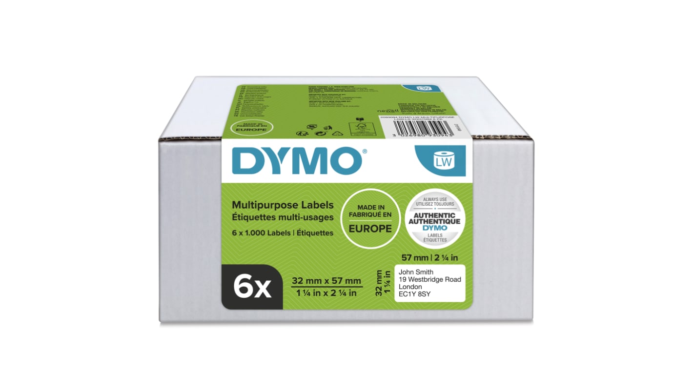 Dymo White Label Roll, 57mm Width, 32mm Height