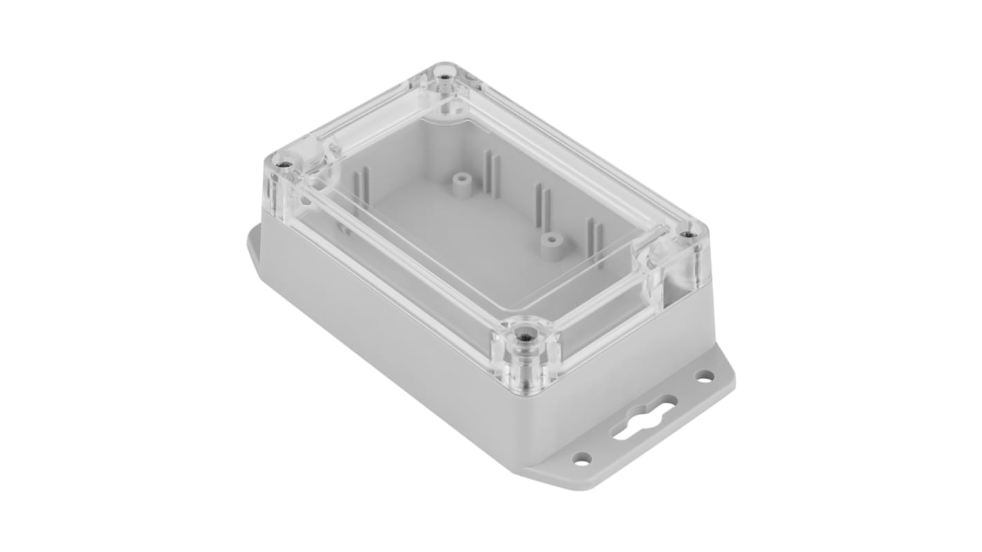 RS PRO Grey ABS, Polycarbonate Enclosure, IP68, IK07, Flanged, Transparent Lid, 105 x 70 x 40mm