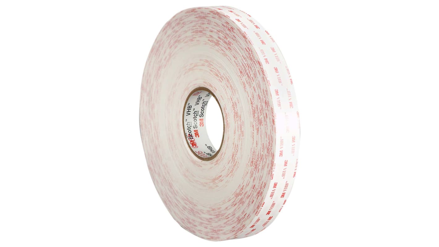 3M 4945P Schaumstoff Klebeband doppelseitig, Weiß, Stärke 1.1mm, 19mm x 33m, 44 N/cm