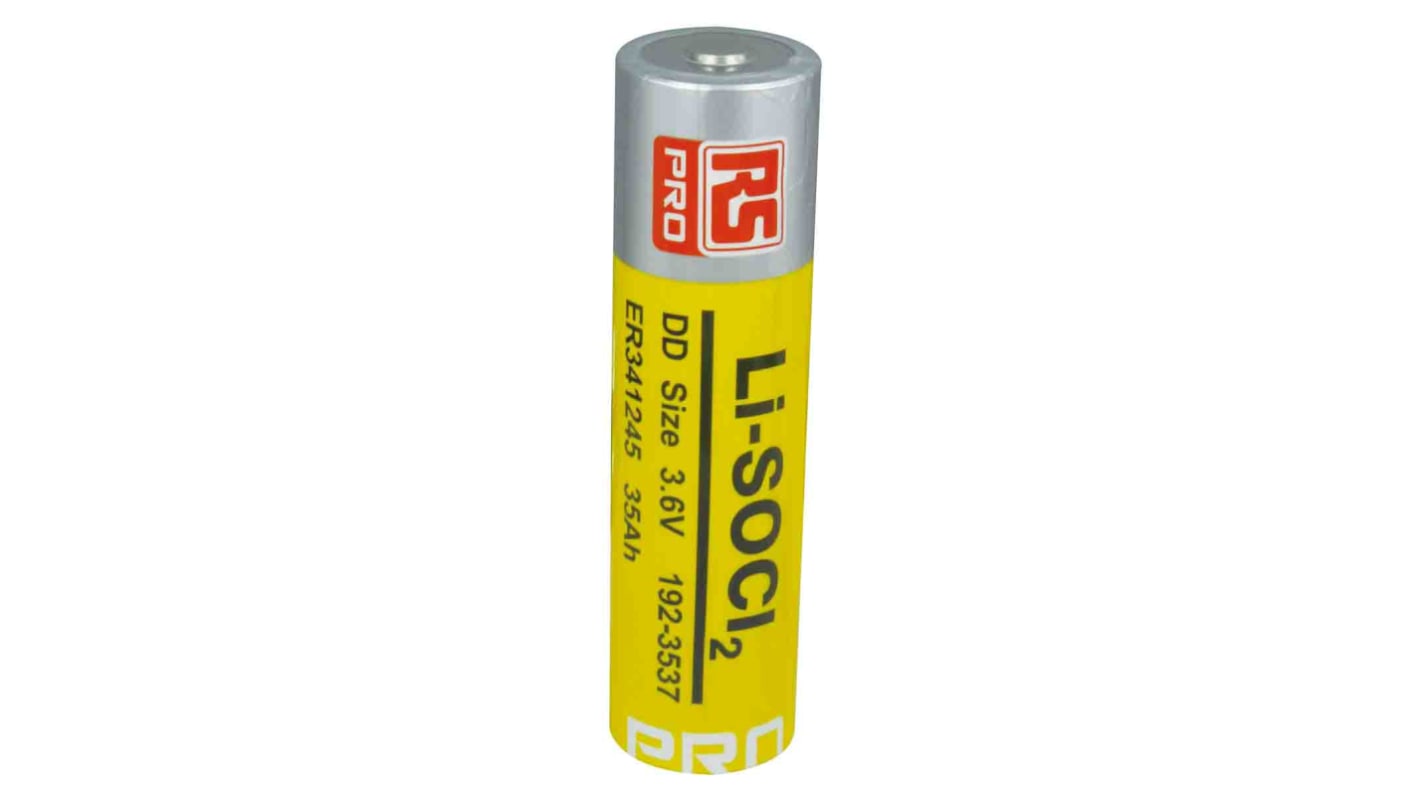 Pile DD, 3.6V, RS PRO, Lithium Thionyle Chloride, 35Ah