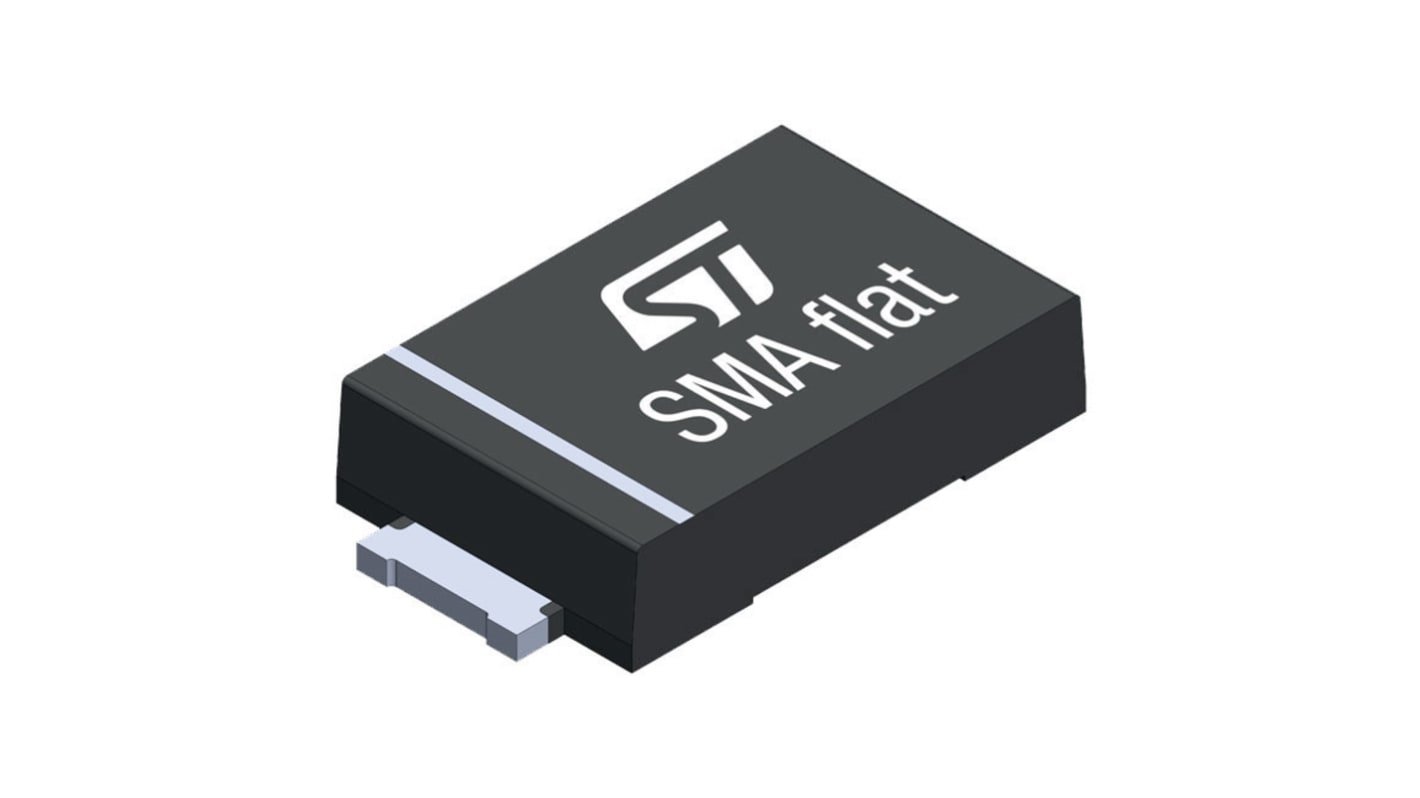 STMicroelectronics TVS-Diode Uni-Directional Einfach 42.8V 22.2V min., 2-Pin, SMD 20V max SMA flach