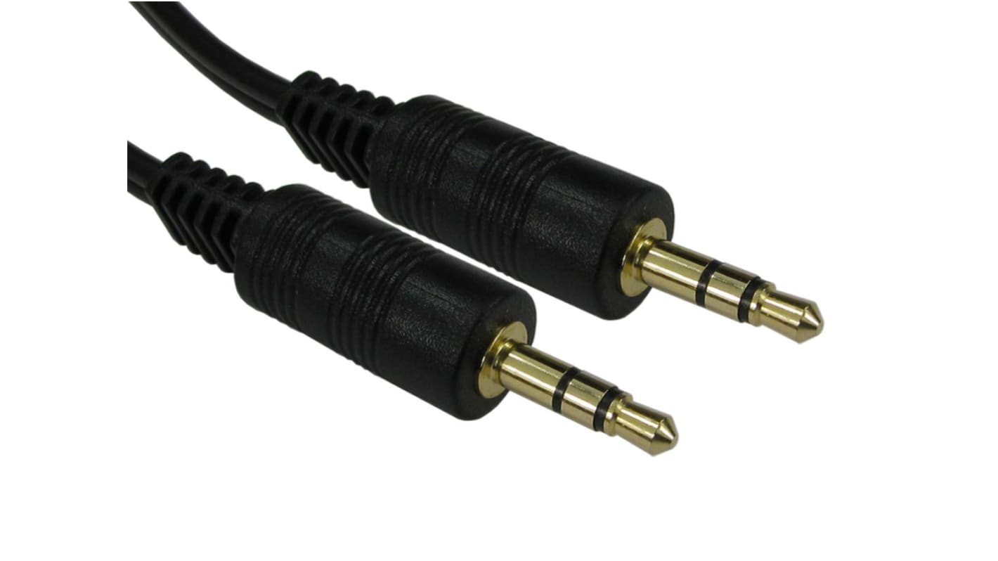 RS PRO Male 3.5mm Stereo Jack to Male 3.5mm Stereo Jack Aux Cable, Black, 500mm