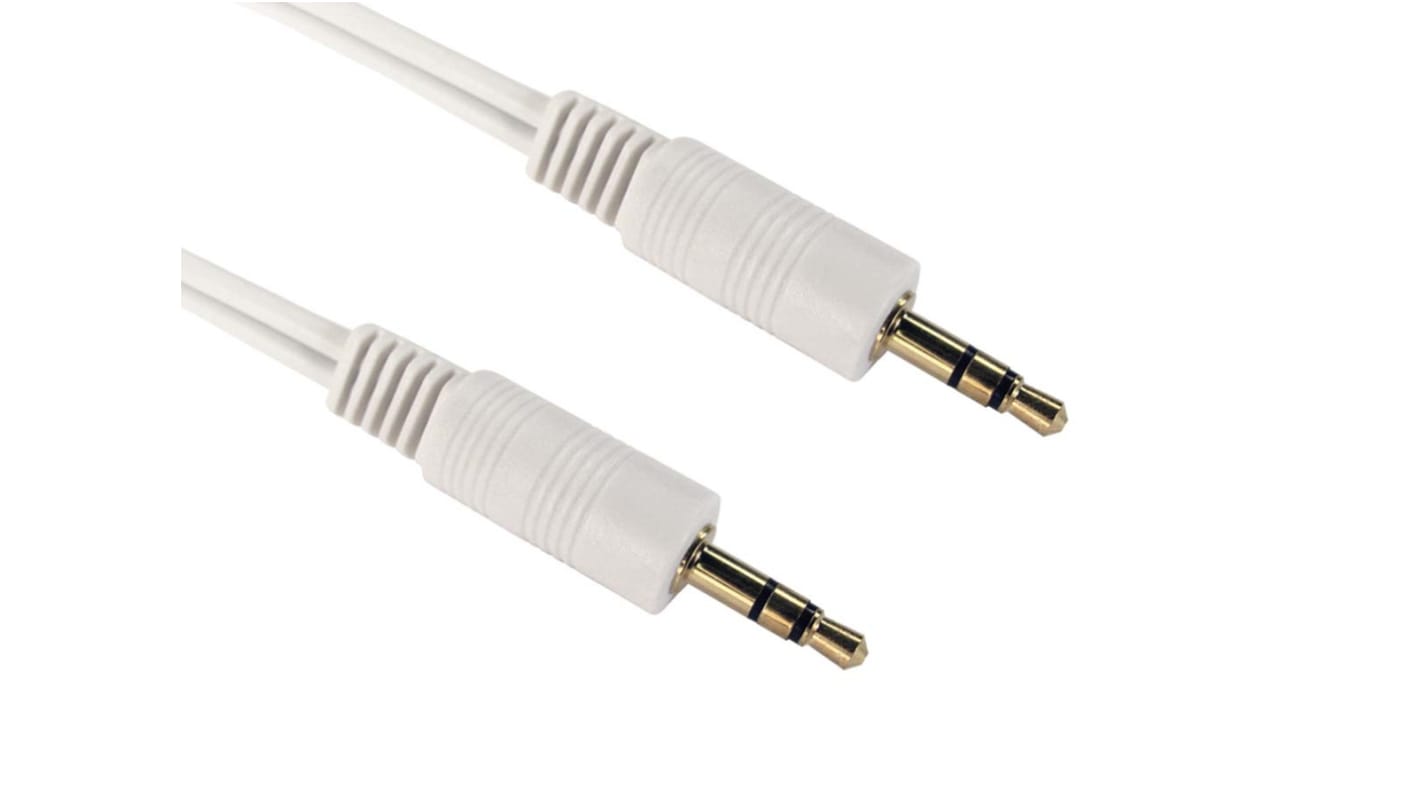 RS PRO Aux Kabel, Stereo-Jack, 3,5 mm / Stereo-Jack, 3,5 mm Stecker Stecker L. 2m Weiß