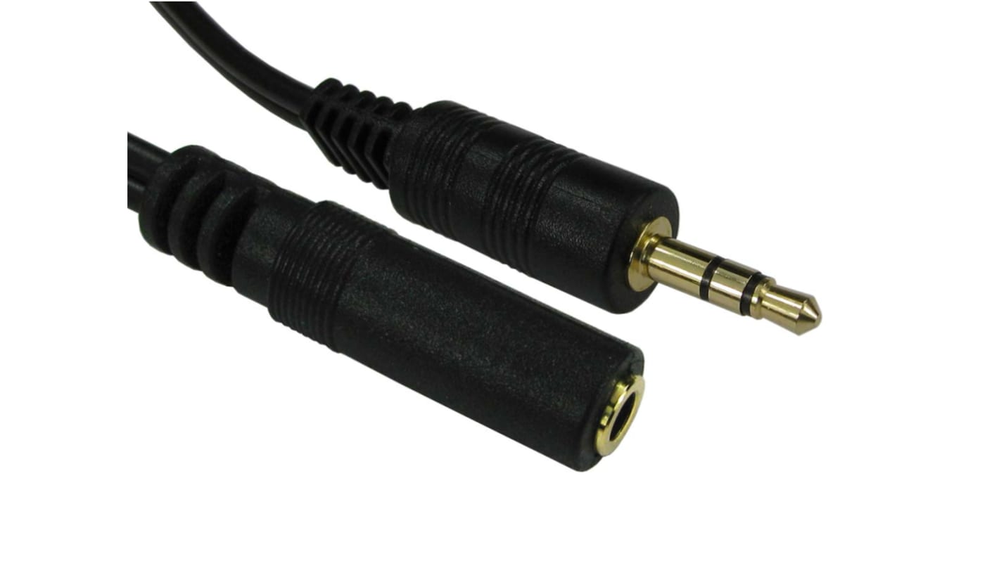 RS PRO Male 3.5mm Stereo Jack to Female 3.5mm Stereo Jack Aux Cable, Black, 3m