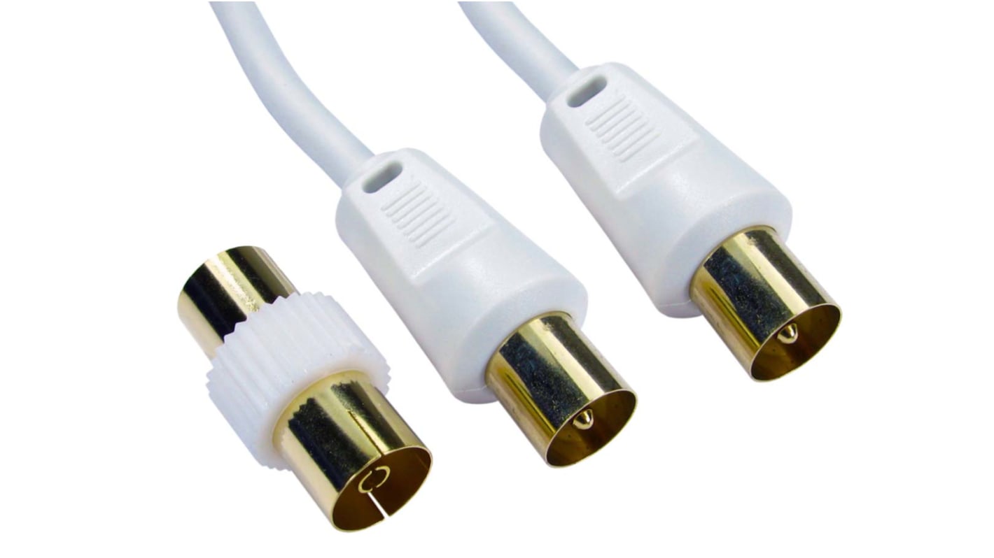 RS PRO Male TV Aerial Connector to Male TV Aerial Connector, 1m, RF Coaxial, Terminated75 Ω