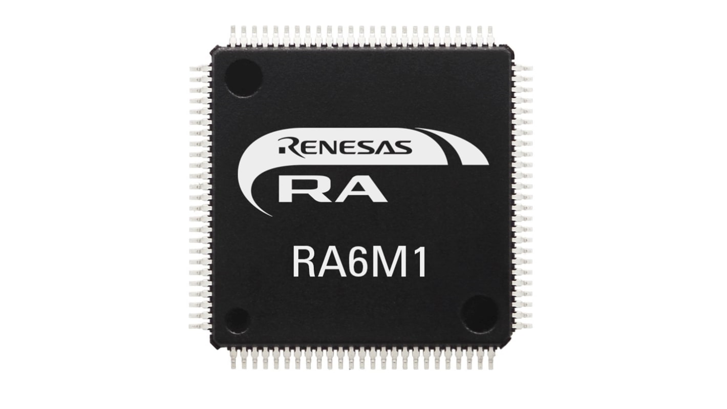 Microcontrôleur, 32bit, 256 Ko RAM, 512 Ko, 120MHz, LQFP 100, série RA6M1